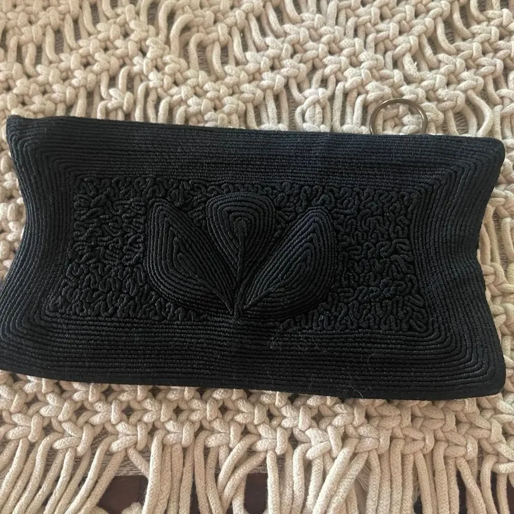 Vintage Cordecraft art deco cocktail bag clutch black